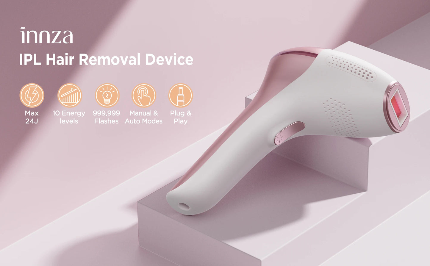 INNZA Hair Removal,IPL Hair Removal Device Home Permanent 10 Levels 24J High Energy for Face Bikini Line Armpit Leg Back