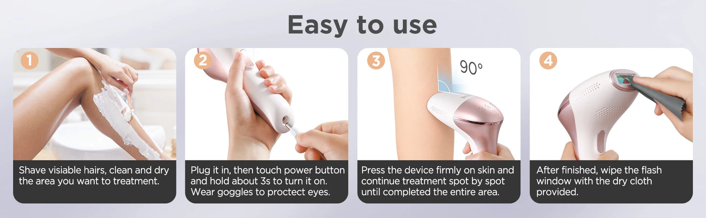 INNZA Hair Removal,IPL Hair Removal Device Home Permanent 10 Levels 24J High Energy for Face Bikini Line Armpit Leg Back