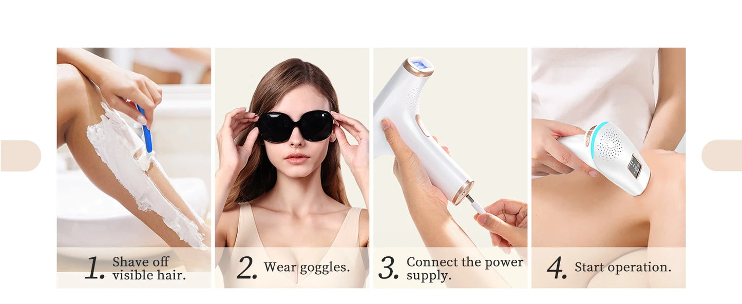 3-in-1 Laser Epilator Painless IPL Hair Removal for Women Bikini Legs Arms Laser Hair Remover 999900 Flash Permanent Depilato